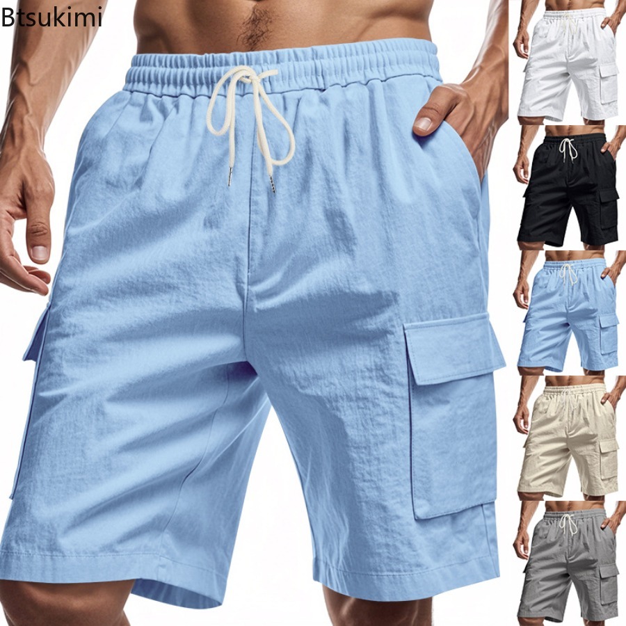 Short Linen Drawstring - Yeni 2025 erkek Kargo Şort Yaz
