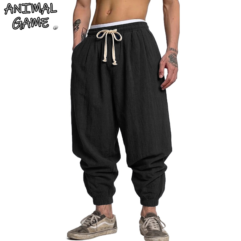 Short Linen Drawstring - Kore Pamuk Keten Pantolon Sonbahar erkek