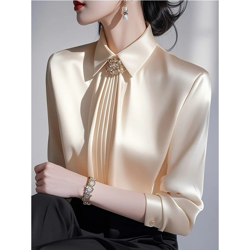 Shirt Camp Collar - 2025 Bahar Yeni Mizaç Saten Bluz