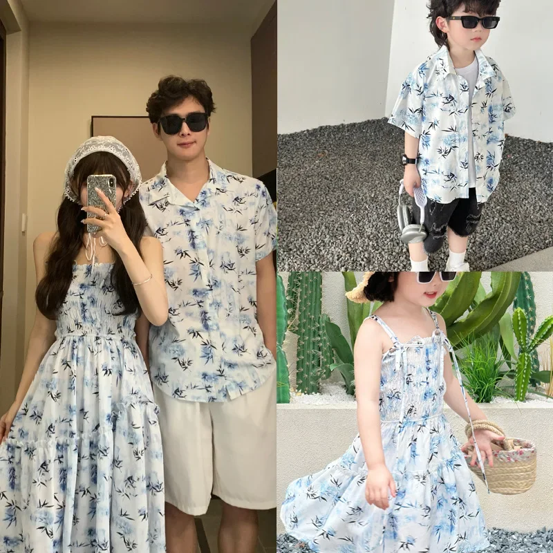Resort Shirt Floral - Resort Çift Bak Ebeveynler ve Çocuklar