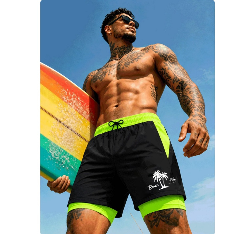 Trunks Board Surf - Erkek Yüzme Şortları Palmiye Ağacı Baskılı